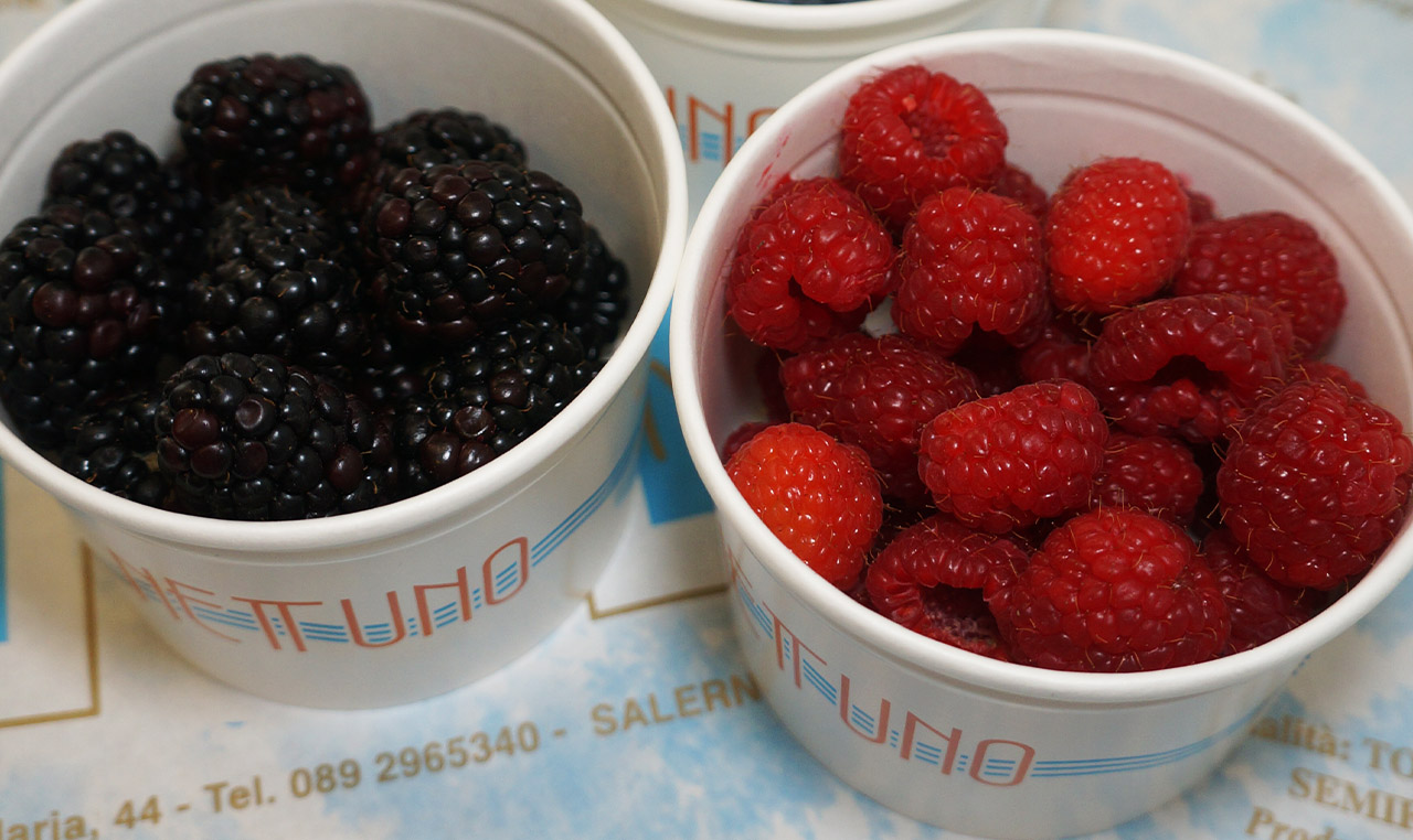 Bar Gelateria Nettuno Salerno - Gelati alla frutta fresca di stagione - More e lamponi